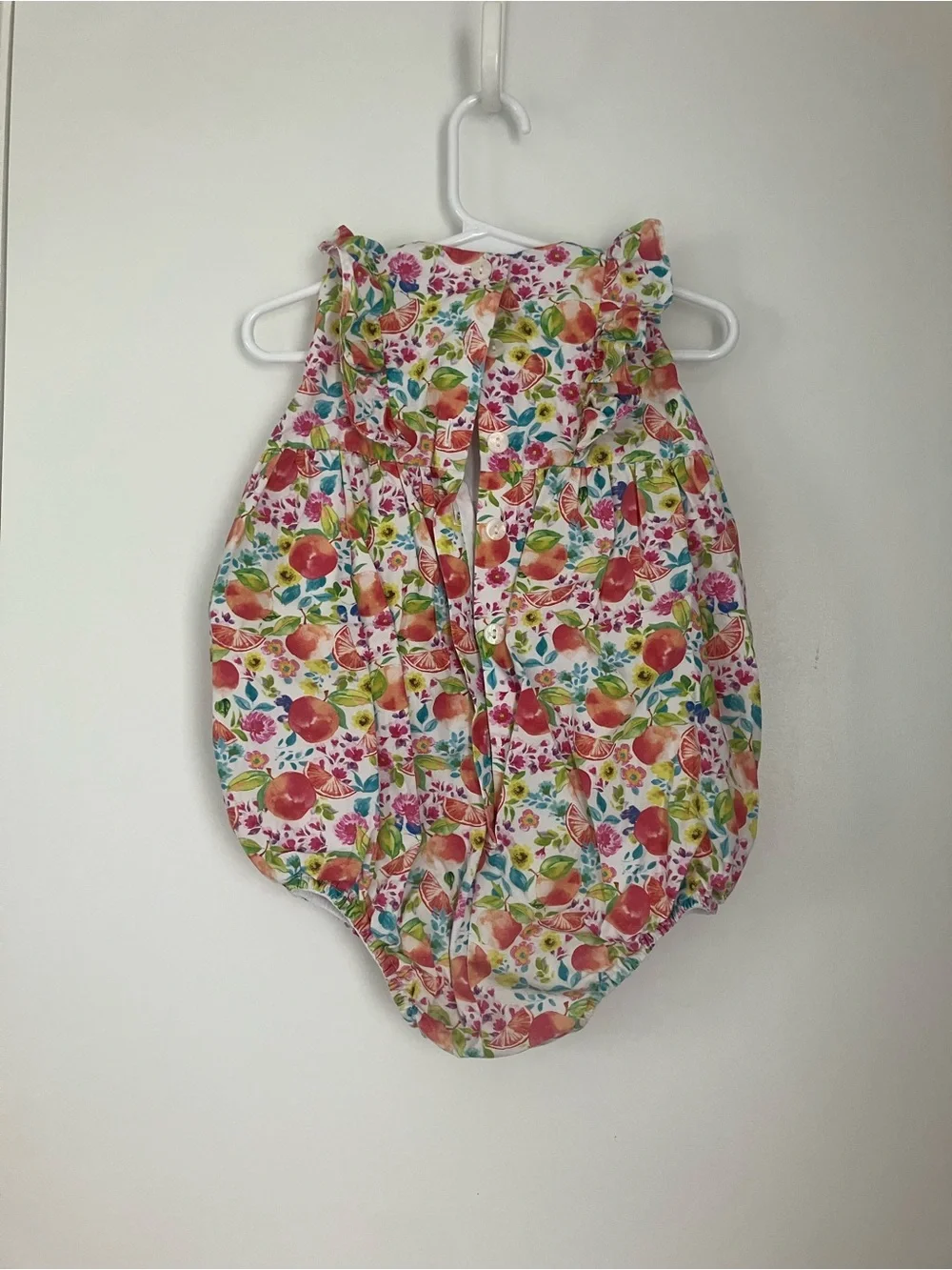 La Coqueta Baby Floral Fruit Print Ruffled One-Piece Romper
